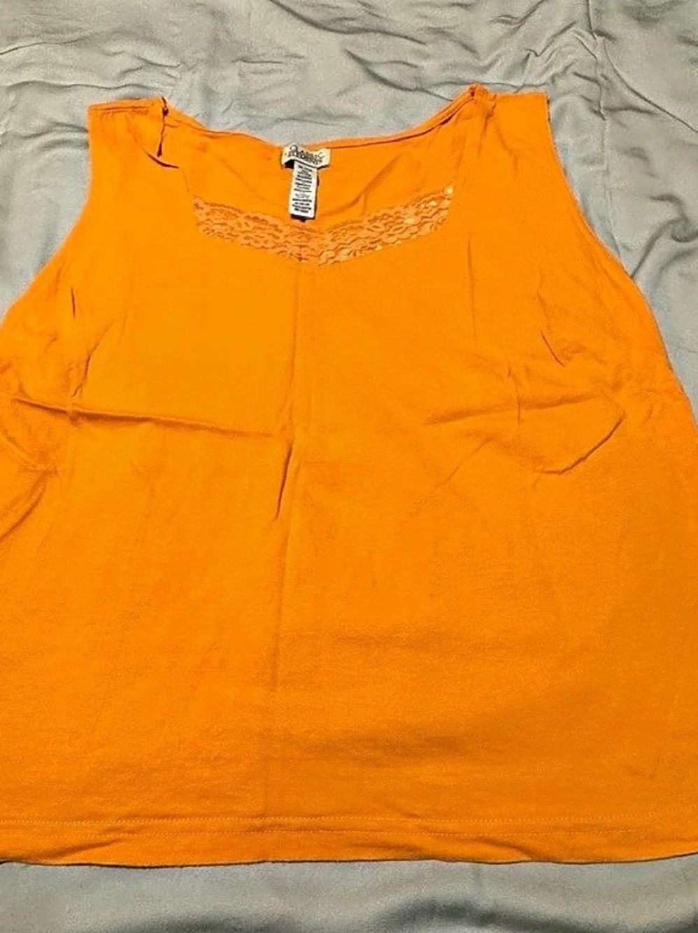 Classic Elements XL Orange Lace Neck Cotton Tank Top